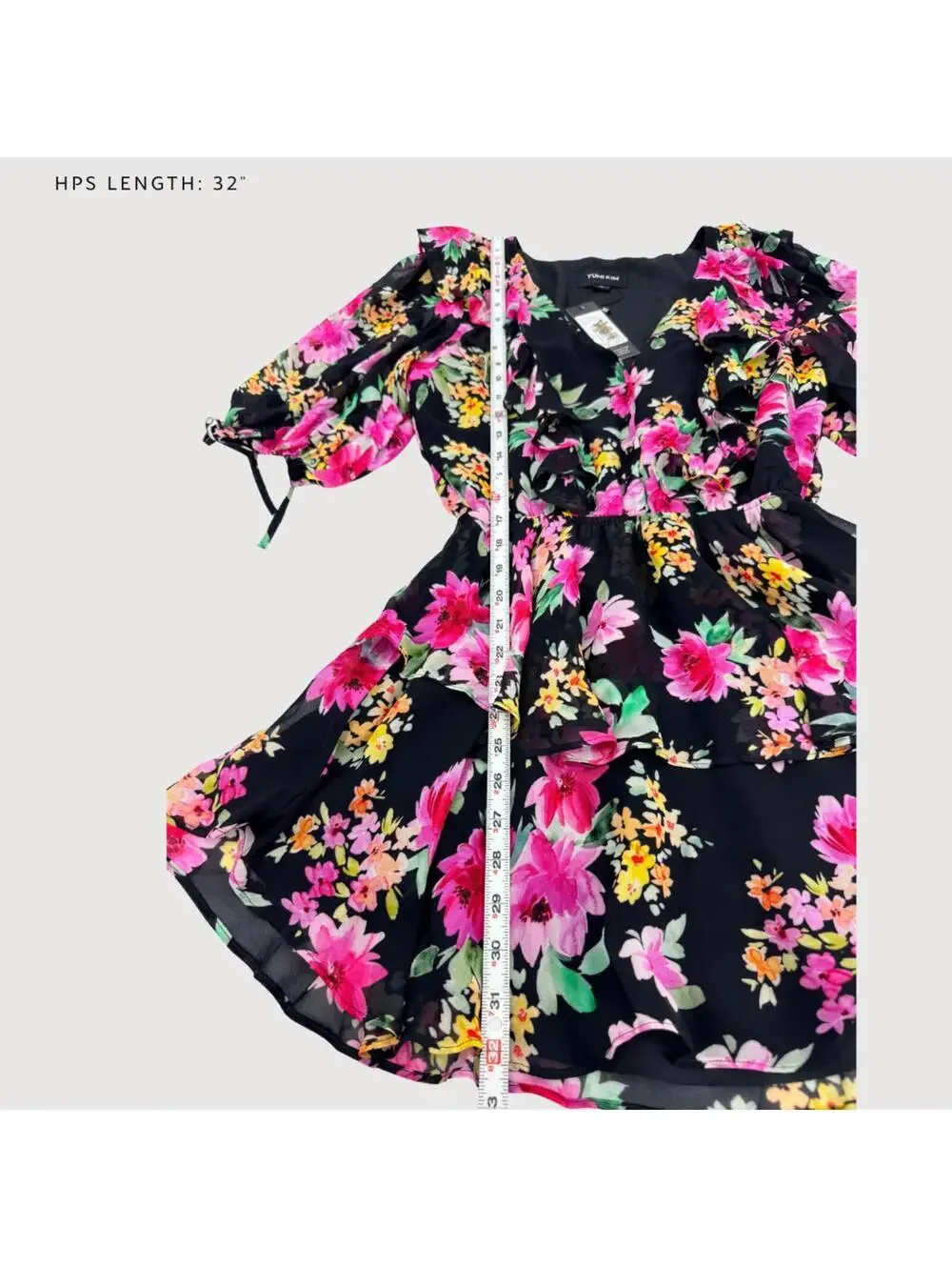Yumi Kim Hailey Floral Mini Dress Black Silk Feel NWT M - Picture 6 of 9